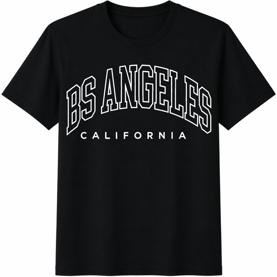 Flirla Los Angeles California Inspired Letter Cotton T-Shirt in Black