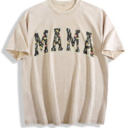 Floral Mama Strong Woman Vintage Washed T-Shirt in Beige