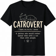 Catrovert Cat Lover Cotton T-Shirt in Black