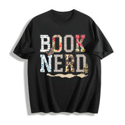 Book Nerd Retro Bookish Lover Retro for Booktok Librarian Cotton T-Shirt in Black
