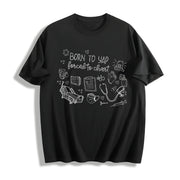 Born to Yap Forced to Chart Cotton T-Shirt in Black