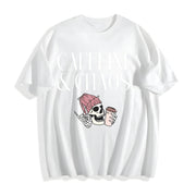 Caffeine and Chaos Cotton T-Shirt in White