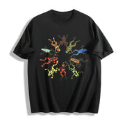 Dancing Frog Feast Cotton T-Shirt in Black