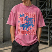 250 Years of Freedom Bucking Horse Vintage Washed T-Shirt in Red