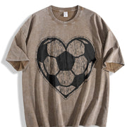 Soccer Heart Vintage Washed T-Shirt in Brown
