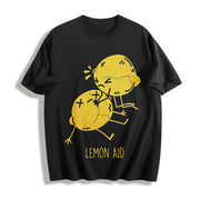 Lemon Aid First Aid Lemons CPR Joke for Ladies Cute Ladies Cotton T-Shirt in Black