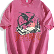 Retro Fantasy Readers Book Club 90s Vintage Washed T-Shirt in Red