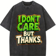 I Don't Care but Thanks Vintage Washed T-Shirt in Black