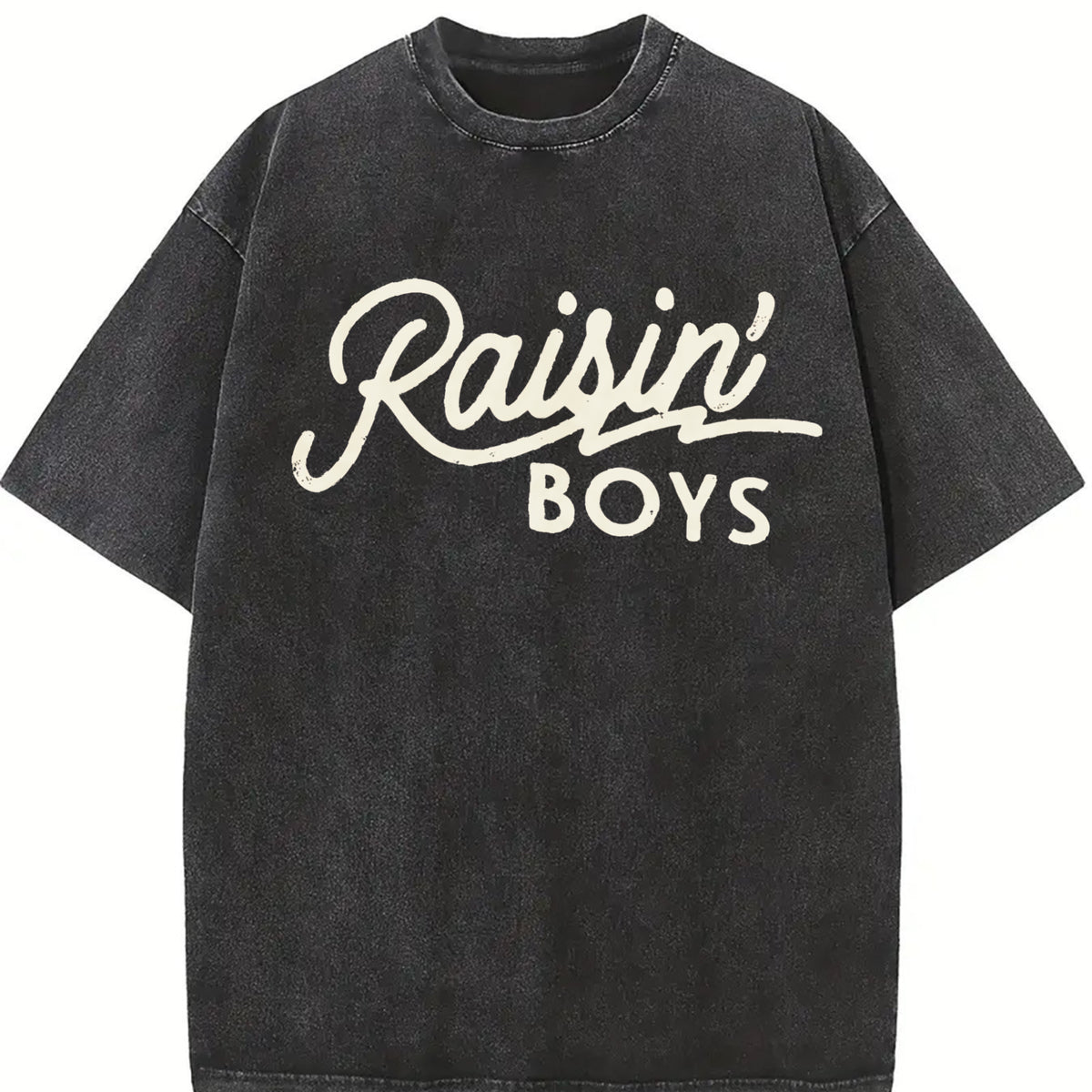 Raising Boys Boy Mom Mama Vintage Washed T-Shirt in Black