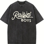 Raising Boys Boy Mom Mama Vintage Washed T-Shirt in Black