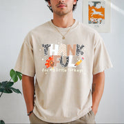 Thankful Teacher Fall Turkey Teacher Vintage Washed T-Shirt in Beige