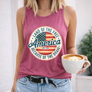 America Land of the Free Because of the Brave Women's Color Cotton Tank Top in Red