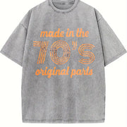 Made in the 70s Original Parts Age Birthday Decade Classic Vintage Washed T-Shirt in Gray