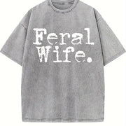 Feral Wife Cowgirl Feral Era Vintage Washed T-Shirt in Gray