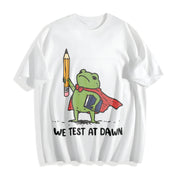 We Test at Dawn Teacher Frog Cotton T-Shirt in White
