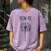 Blow Me Dandelion Vintage Washed T-Shirt in Purple