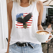Land of the Free Because of the Brave Patriotic Eagle Women's Color Cotton Tank Top in White