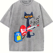 Pete The Cat Playing Guitar Party's vintage washed oversized T-shirt in Gray