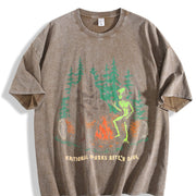 National Parks After Dark Sarcastic Bigfoot Alien Novelty Vintage Washed T-Shirt in Brown