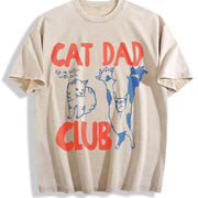 Cat Dad Club Cat Lover New Cat Dad vintage washed oversized T-shirt in Beige