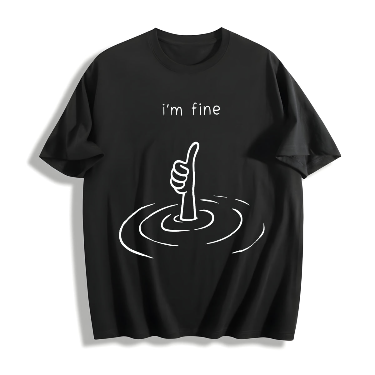 I'm Fine Sarcastic Humor Cotton T-Shirt in Black