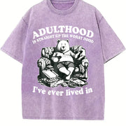 Retro Bear Adulthood 90s Vintage Washed T-Shirt in Purple