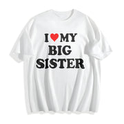 Heart I Love My Big Sister Cotton T-Shirt in White