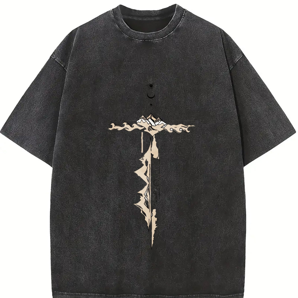 Retro 230 Romans God Is Greater Than Our Highs and Lows Vintage Washed T-Shirt in Black