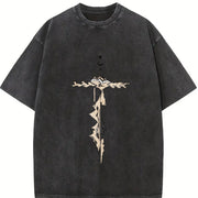 Retro 230 Romans God Is Greater Than Our Highs and Lows Vintage Washed T-Shirt in Black