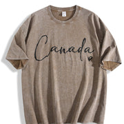 Letter Canada for Spring Vintage Washed T-Shirt in Brown