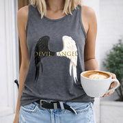 Devil Angel Sleeveless Tank Women's Color Cotton Tank Top in Gray