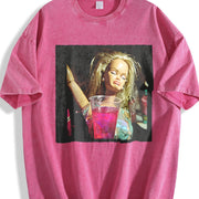 Glam Doll Toasting Vintage Washed T-Shirt in Red
