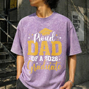 Dad Senior 2026 Proud Dad of a Class of 2026 Graduate Vintage Washed T-Shirt in Purple