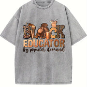 Black Educator I Am Black History Vintage Washed T-Shirt in Gray