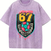 67 Soccer Shield Vintage Washed T-Shirt in Purple