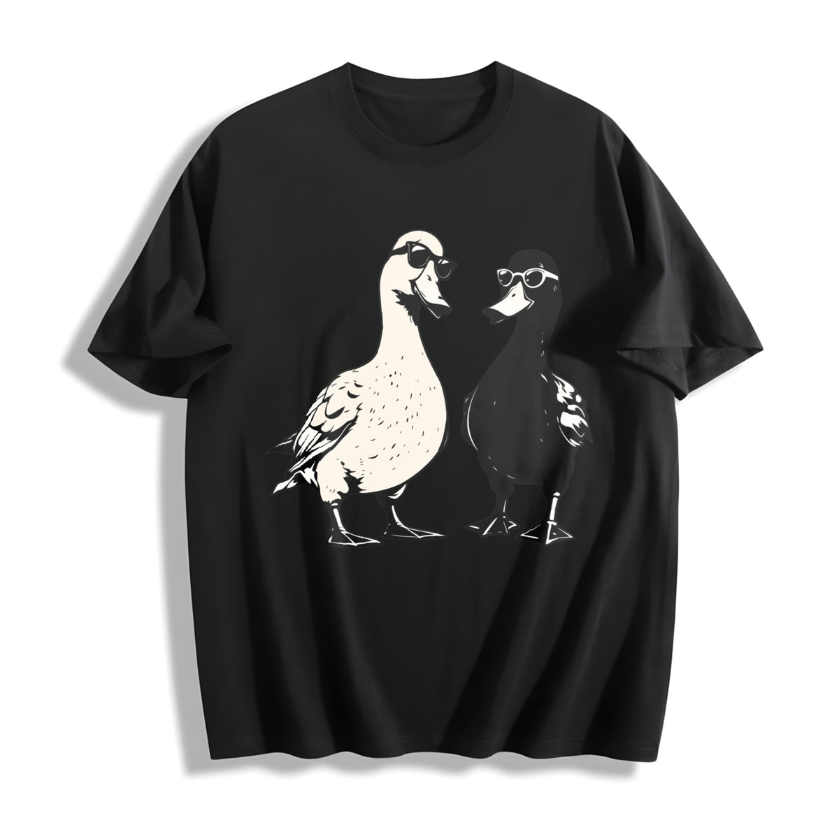 Ducks with Sunglasses Premium Cotton T-Shirt in Black
