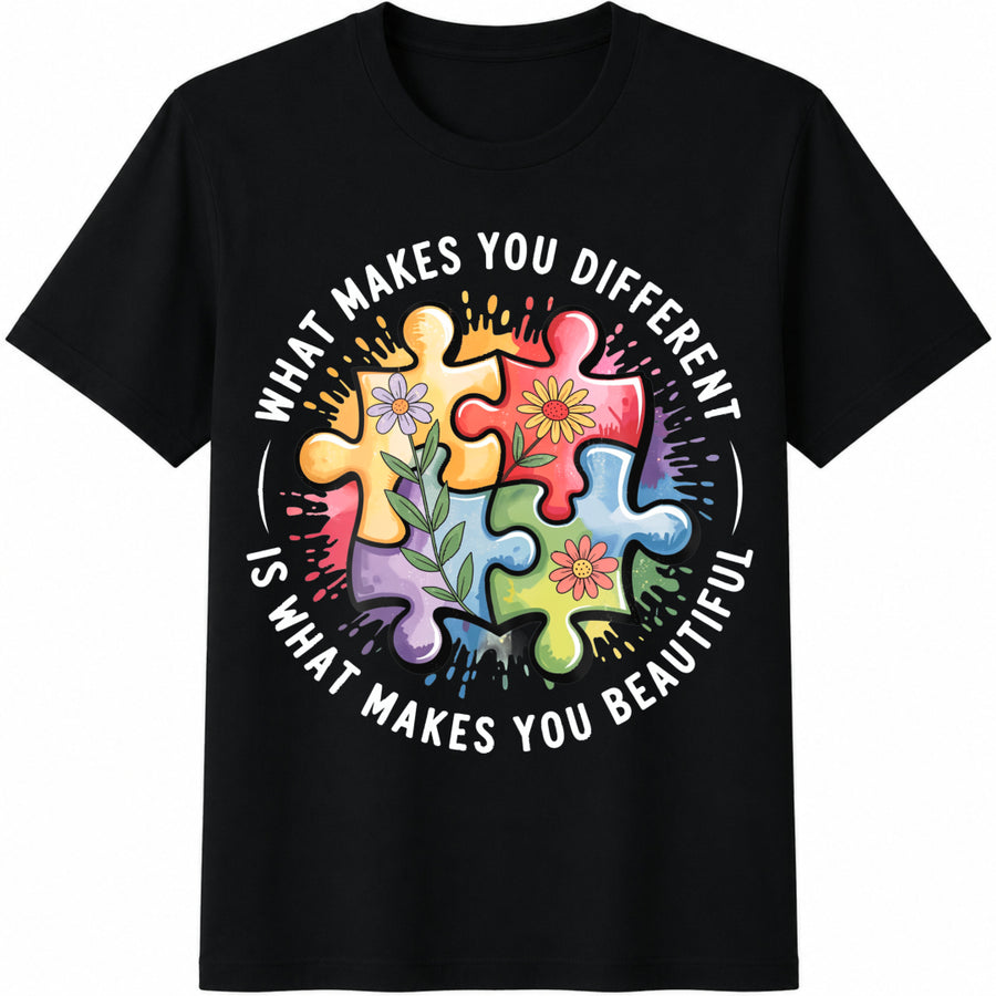 What Makes You Different Makes You Beautiful Cotton T-Shirt in Black