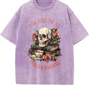 You Had Me At Trigger Warning Dark Romance Smutt Book vintage washed oversized T-shirt in Purple