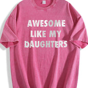 Awesome Like My Daughters Vintage Washed T-Shirt in Red