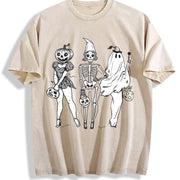 Halloween Spooky Girl Squad Vintage Washed T-Shirt in Beige