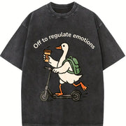 Off to Regulate Emotions Vintage Washed T-Shirt in Black