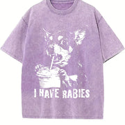 I Have Rabies Vintage Washed T-Shirt in Purple