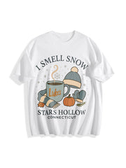 I Smell Snow Gilmore Girls Christmas Cotton T-Shirt in White