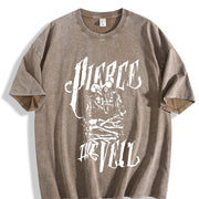 Distressed Retro with for Attire ( ) Vintage Washed T-Shirt in Brown