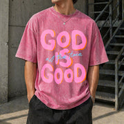 GOD IS GOOD All the Time Vintage Washed T-Shirt in Red