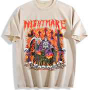 Nightmare Grim Reaper Hellhound Sleeveless Tank Vintage Washed T-Shirt in Beige