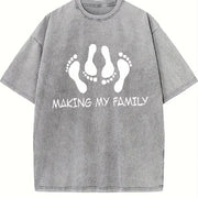 Making My Family Horseshoes Vintage Washed T-Shirt in Gray