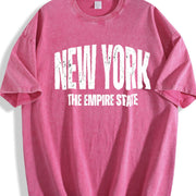New York the Empire State Grunge Vintage Washed T-Shirt in Red