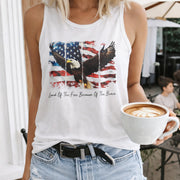 America Land of the Free Because of the Brave Women's Color Cotton Tank Top in White