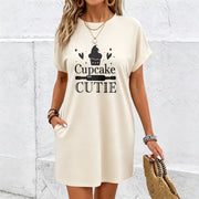 A-line Skirt- Heart Cotton T-Shirt in White